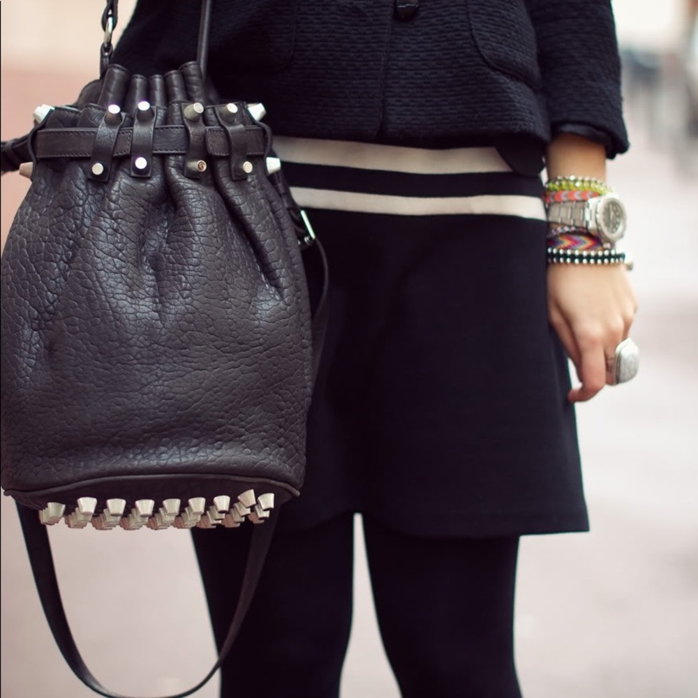 Studded Bucket Crossbody Bag in Black